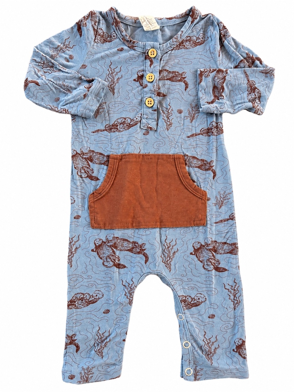 Kate Quinn Bamboo Sea Otter Ocean Romper 0-3M Blue